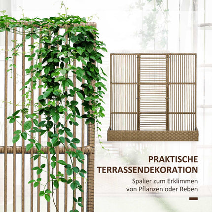Raised planting in poly rattan with trellis for garden and balcony