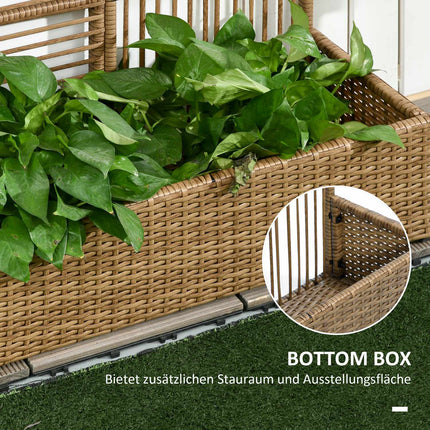 Raised planting in poly rattan with trellis for garden and balcony
