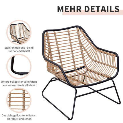 4-person sofa group in rattan, table in tempered glass, cushions