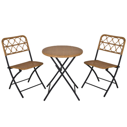 Polyrattan 2-person bistro set, foldable outdoor furniture