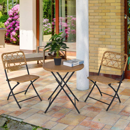 Polyrattan 2-person bistro set, foldable outdoor furniture