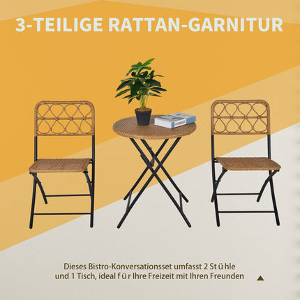 Polyrattan 2-person bistro set, foldable outdoor furniture