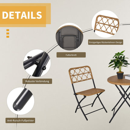 Polyrattan 2-person bistro set, foldable outdoor furniture