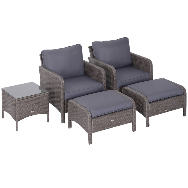 Outdoor dining set in polyrattan, dark grey, with cushions