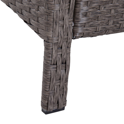 Outdoor dining set in polyrattan, dark grey, with cushions