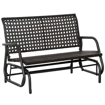 Outdoor poly rattan rocking bench, 2-seater, grey, 70x120x84 cm