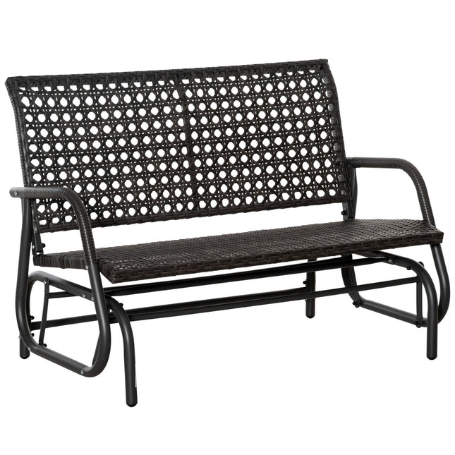 Polyrotan Schommelbank 2-Zits Buitenterras Tuin Loveseat Tuinschommel Met Rugleuning Bank Parkbank Grijs 70 X 120 X 84 Cm