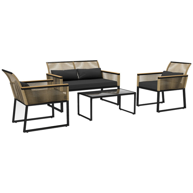Polyrattan 4-piece weatherproof garden furniture set