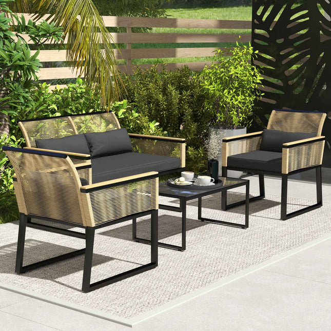 Polyrattan 4-piece weatherproof garden furniture set
