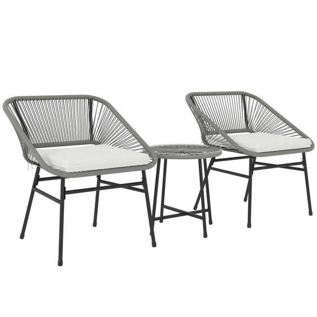 Outdoor poly rattan lounge set, weatherproof, 3-piece, dark grey