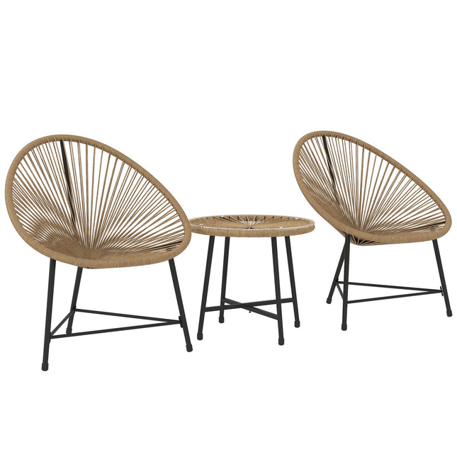 Polyrattan Outdoor Lounge Set, 3-piece, weatherproof