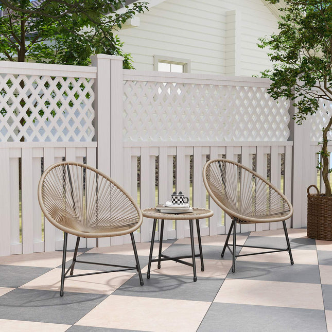 Polyrattan Outdoor Lounge Set, 3-piece, weatherproof