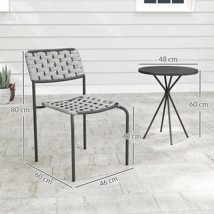 Polyrotan tuinmeubelset, outdoor lounge balkonmeubel voor 2 personen, 3-delige zitgroep met 2 stapelbare stoelen, tafel, weerbestendige tuinlounge voor in de tuin, terrasbalkon, grijs Aosoom