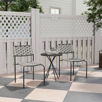 Polyrotan tuinmeubelset, outdoor lounge balkonmeubel voor 2 personen, 3-delige zitgroep met 2 stapelbare stoelen, tafel, weerbestendige tuinlounge voor in de tuin, terrasbalkon, grijs Aosoom