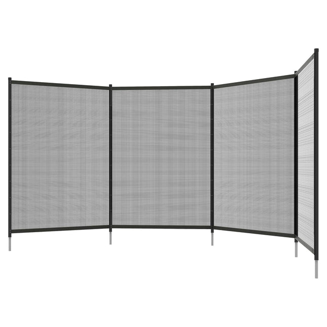 Black garden and pool fence 365x126 cm, Set of 4 panels