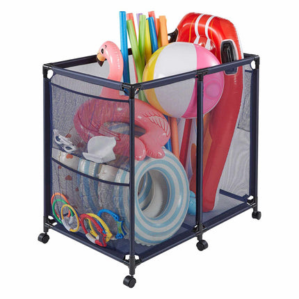 Pool Float Storage Bin, Rolling Mesh Basket 36.8x24in