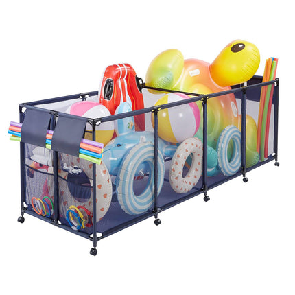 Pool Float Storage Bin on Wheels, Mesh, Noodle Holder