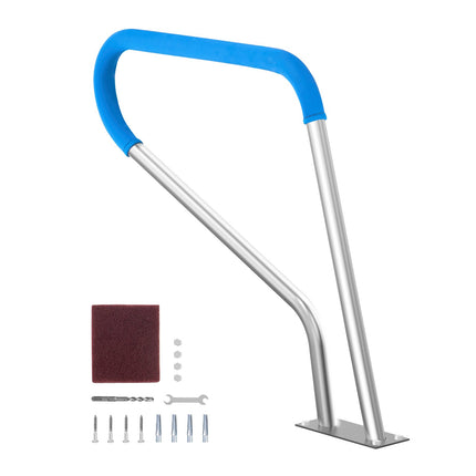 Pool Handrail With Base Plate, 304 Stainless Steel, 39 x 32 in, 220 lb