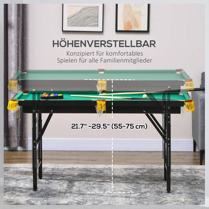 Folding 4.6ft Green Pool Table Set for Adults and Youth