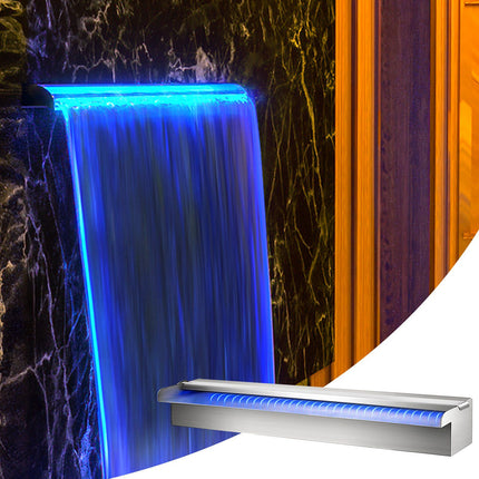 Pool Waterfall Fountain, Stainless Steel, RGB LED, 60cm