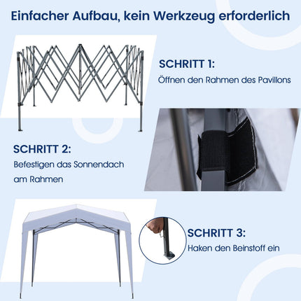 Pop-Up 3x3m Waterproof Gazebo with Wheels, Stakes & Ropes