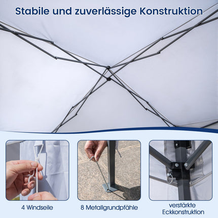 Pop-Up 3x3m Waterproof Gazebo with Wheels, Stakes & Ropes