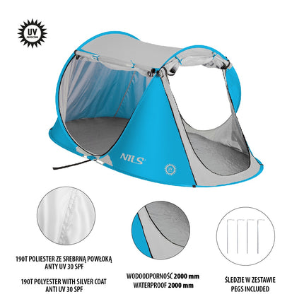 Pop Up Beach Tent, Blue, UV Protection