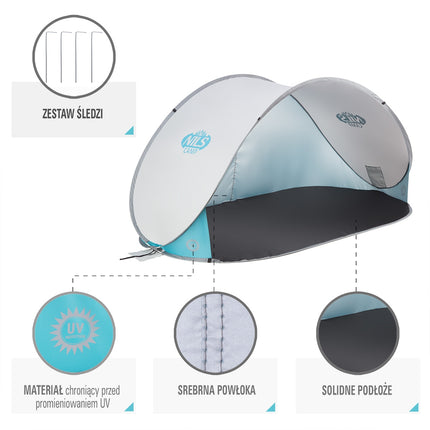 Pop Up Beach Tent, Light Grey, UV Protection