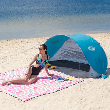 Pop Up Beach Tent, Turquoise-Grey, UV Protection