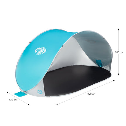 Pop Up Beach Tent, Turquoise-Grey, UV Protection
