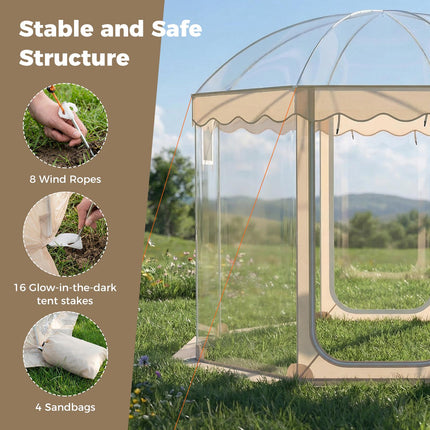 Pop-Up Bubble Tent 10x10 Ft, 8-10 Person, Clear PVC