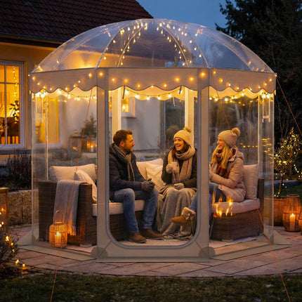 Pop-Up Bubble Tent 10x10 Ft, 8-10 Person, Clear PVC