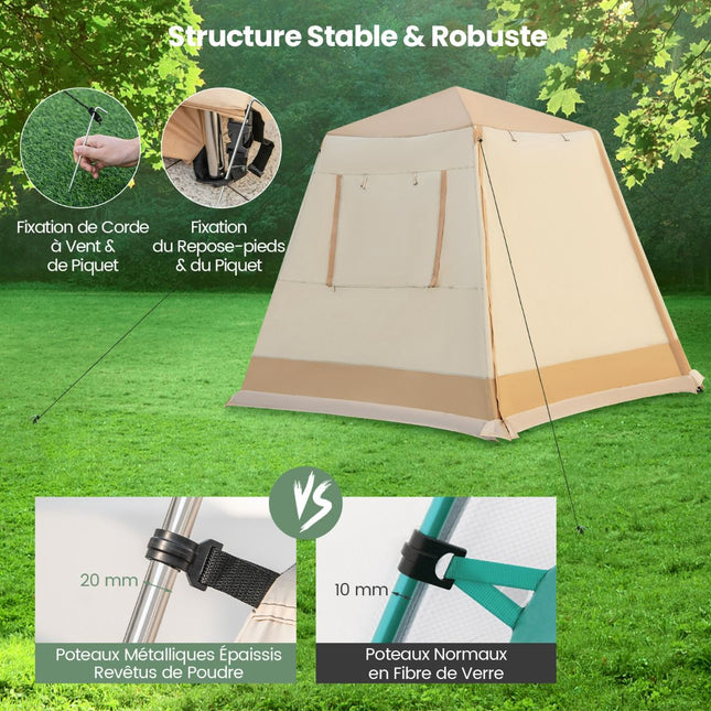 Opklapbare kampeertent, 1 minuut opzetten, 4-6 personen, beige