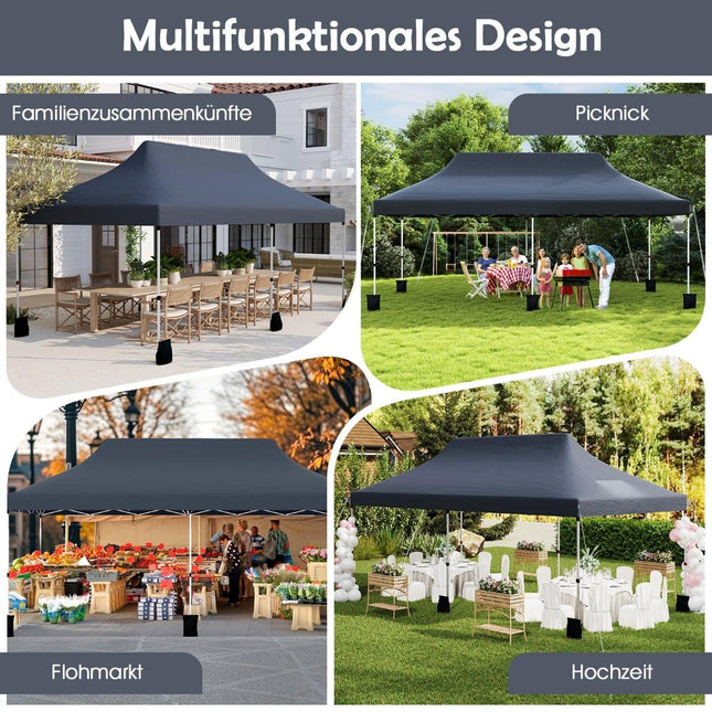 Pop-Up Canopy Tent, 300x600cm, Adjustable Height