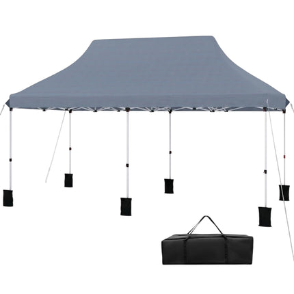 Pop-Up Canopy Tent 300x600 cm, Adjustable Height, Grey