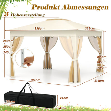 Pop-Up Canopy Tent, 337x337cm, Mesh Sides, Easy Setup