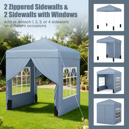 Pop-Up Canopy Tent 6.5x6.5 ft, 4 Sidewalls, Wheeled Bag