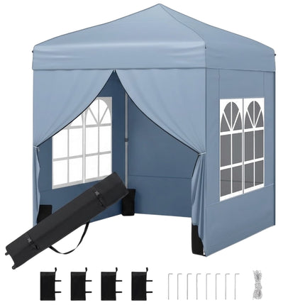 Pop-Up Canopy Tent 6.5x6.5 ft, 4 Sidewalls, Wheeled Bag