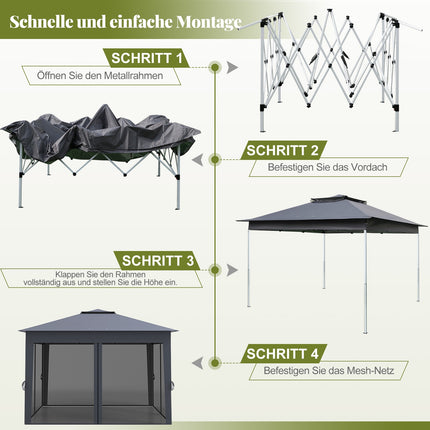Pop Up Canopy Tent with Mesh Sides, 337x337cm, Gray