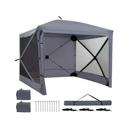 Pop-Up Folding Gazebo with 2 Removable Side Panels, 240 x 240 cm, Dark Grey