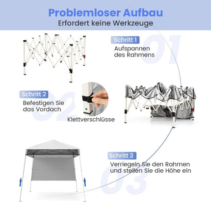 Pop-Up Gazebo 2x2m, Adjustable, Waterproof, White