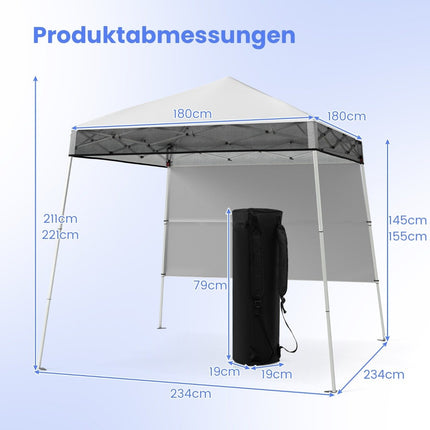 Pop-Up Gazebo 2x2m, Adjustable, Waterproof, White