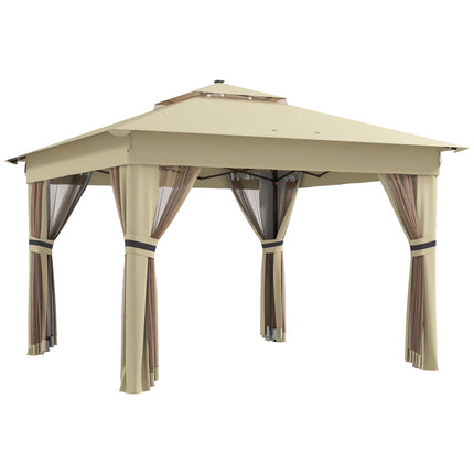 Pop-Up Gazebo 3.3x3.3m, Water-Resistant, LED, Mosquito Net