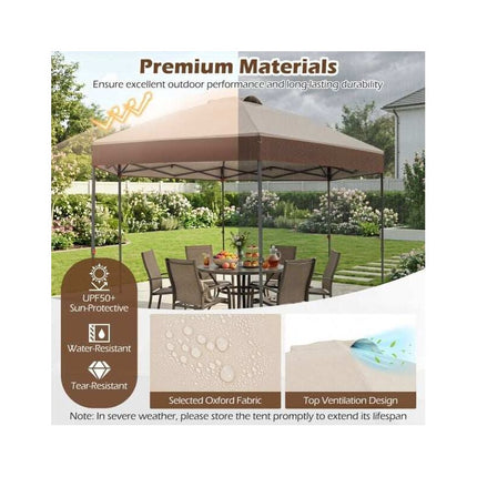 Pop-Up Gazebo 3.6 x 3.6 m with Adjustable Height, Metal Frame, Brown