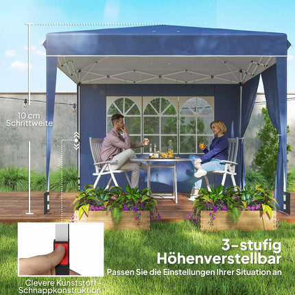 Pop-Up Gazebo 3x3m, Waterproof, Adjustable Height, Blue