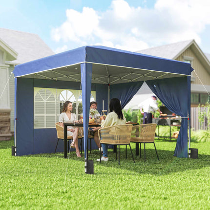 Pop-Up Gazebo 3x3m, Waterproof, Adjustable Height, Blue