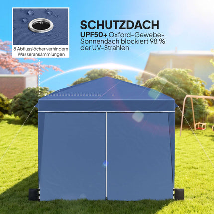 Pop-Up Gazebo 3x3m, Waterproof, Adjustable Height, Blue