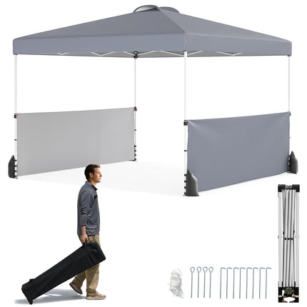 Pop-Up Gazebo 3x3m with 2 Sidewalls, Bag, Grey