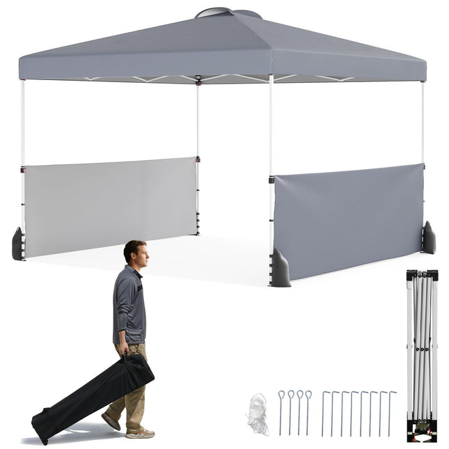 Pop-Up Gazebo 3x3m with 2 Sidewalls, Bag, Grey