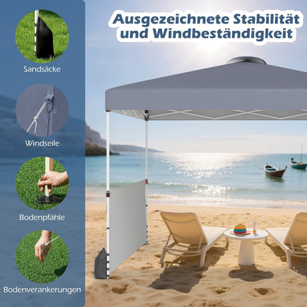 Pop-Up Gazebo 3x3m with 2 Sidewalls, Bag, Grey